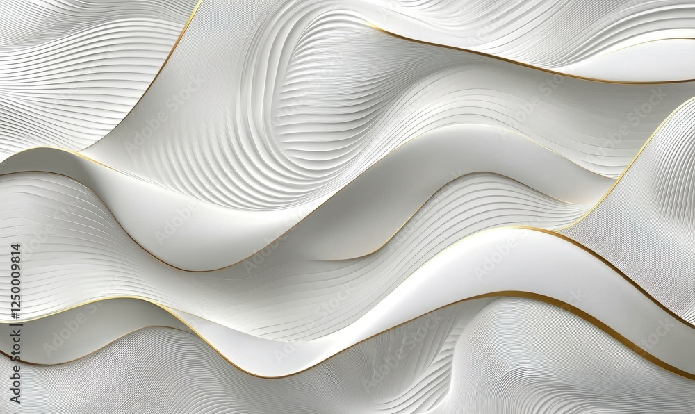 Naklejka premium Abstract white gold wave texture background design for modern interior decor