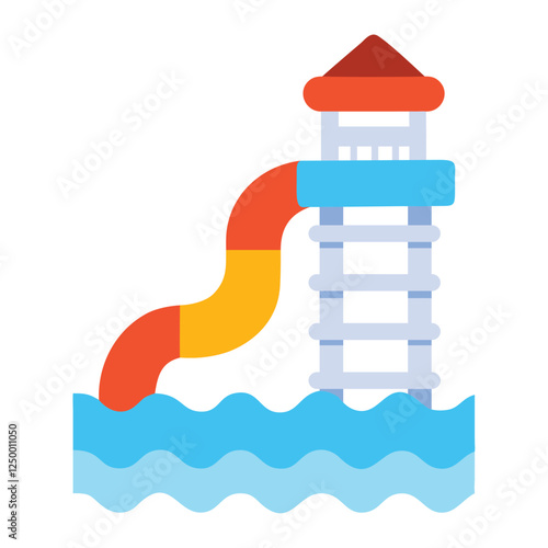 Water slide tower illustration