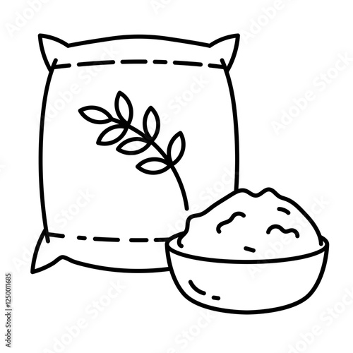 Rice bag line icon