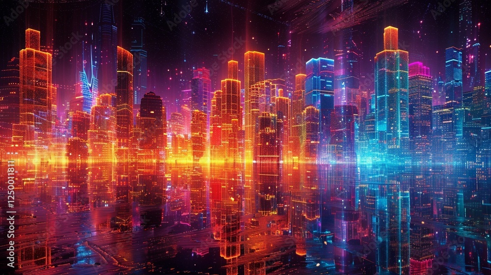 Fototapeta premium 未来的なホログラフィック都市風景4