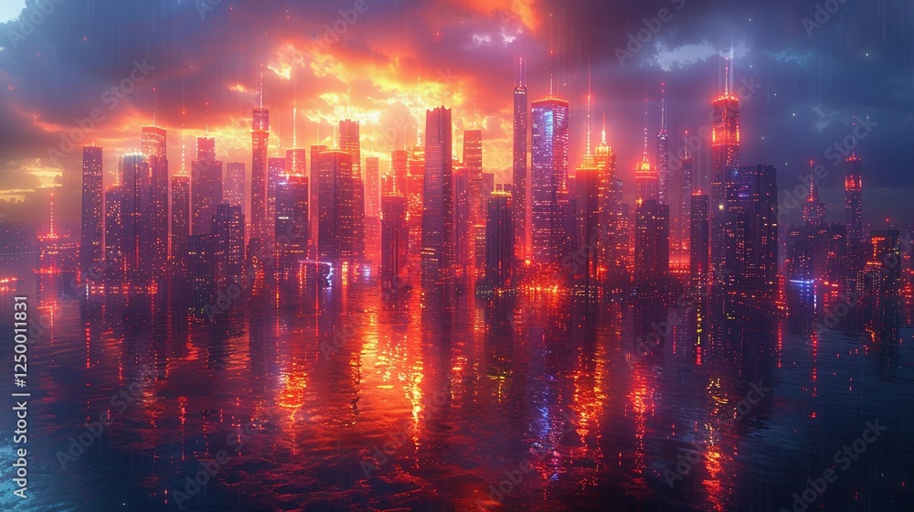未来的なホログラフィック都市風景5 未来的なホログラフィック都市風景5