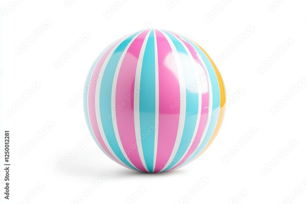Pink, blue, and yellow beach ball with stripes Pink, blue, and yellow beach ball with stripes