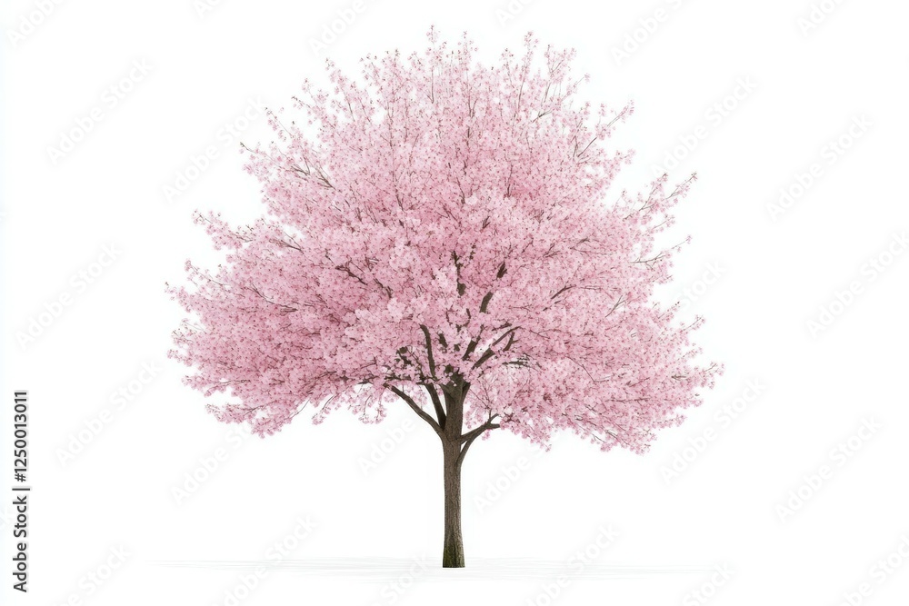 Large pink tree stands alone on a white background Large pink tree stands alone on a white background