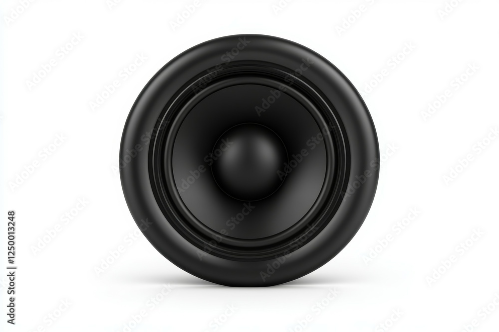 Black speaker is shown on a white background Black speaker is shown on a white background