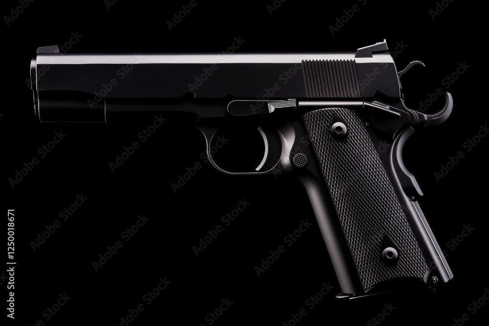 Black gun with a black grip and a black trigger Black gun with a black grip and a black trigger