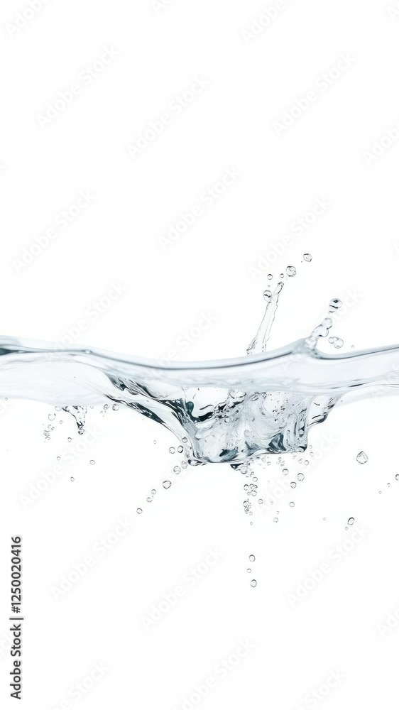 Fresh water splash isolated on white background with high-speed freeze motion effect, droplets, liquid, energy Fresh water splash isolated on white background with high-speed freeze motion effect, droplets, liquid, energy