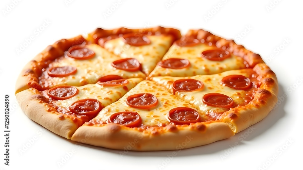 sliced melted pizza isolated on pure white background sliced melted pizza isolated on pure white background