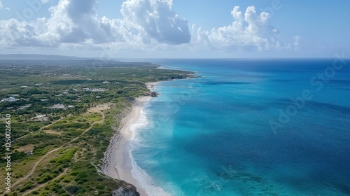 Breathtaking Aerial View of a Tropical Coastline with Turquoise Waters