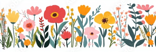 Colorful Floral Border Illustration (2)