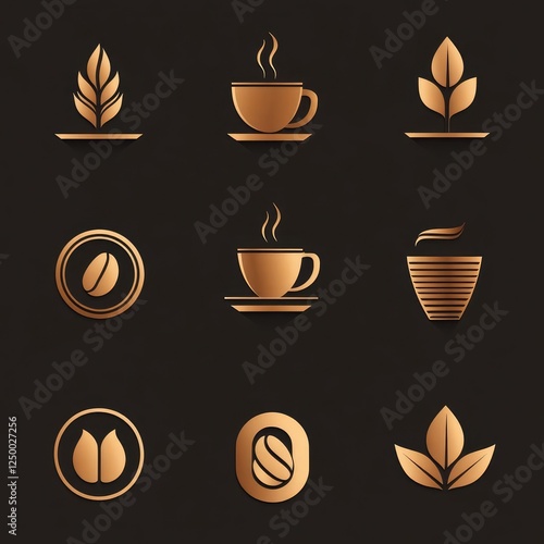 Elegant Coffee Shop Logo Collection Featuring Art Deco Typography and Subtle Coffee Bean Icons