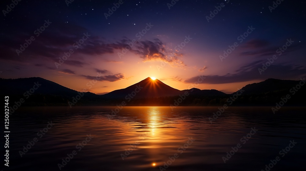 Majestic Sunset over a Serene Mountain Lake Majestic Sunset over a Serene Mountain Lake
