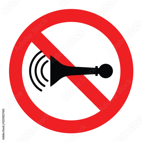 Do Not Horn, No Blowing Horn Sign Vector Illustration, Silent Zone Warning Symbol