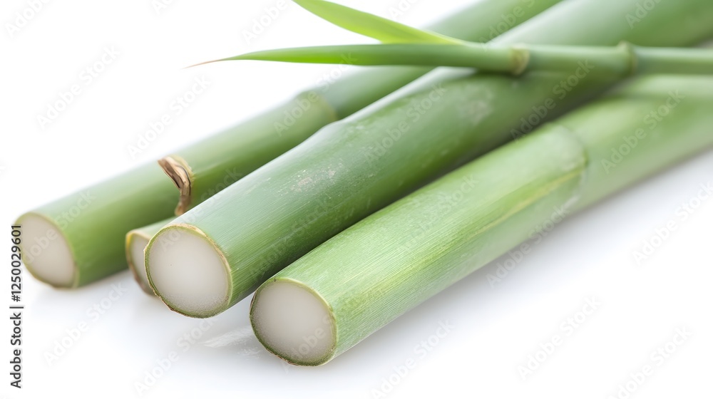Fototapeta premium Green bamboo stalks and leaves. Generative AI