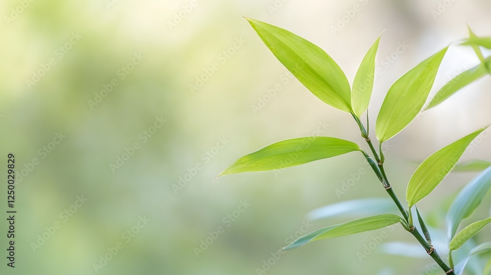 Obraz premium Green bamboo stalks and leaves. Generative AI