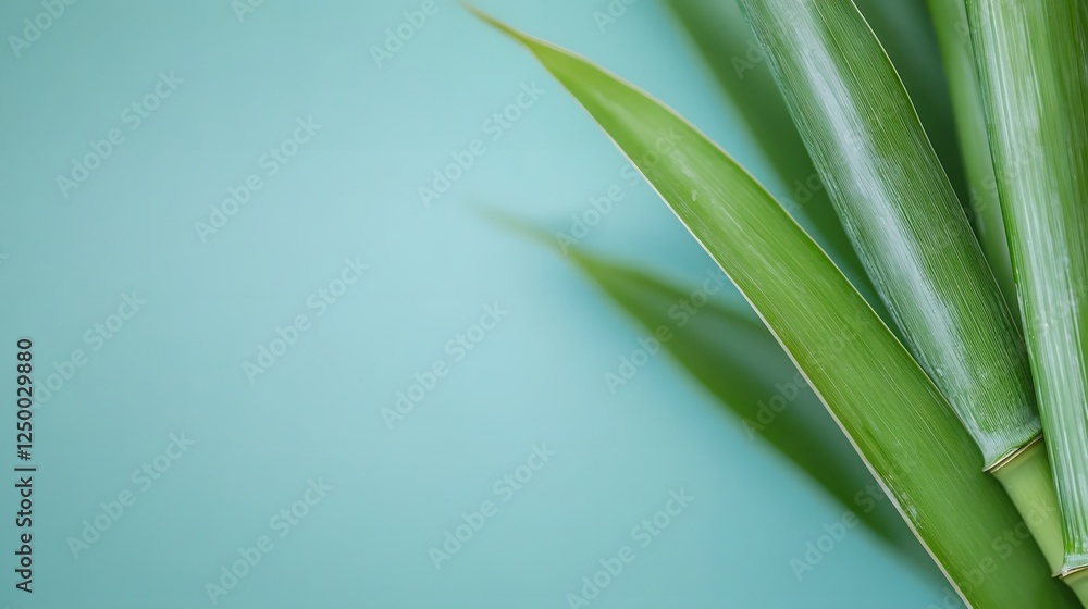 Fototapeta premium Green bamboo stalks and leaves. Generative AI