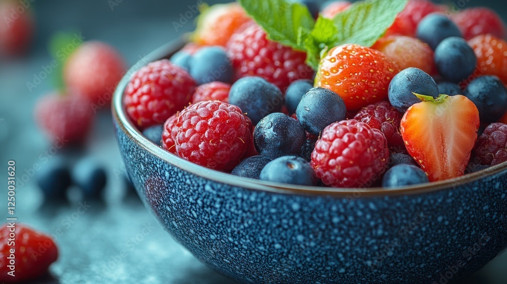 Vibrant Bowl of Fresh Colorful Berries with Natural Light Vibrant Bowl of Fresh Colorful Berries with Natural Light