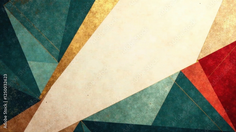Abstract Geometric Design with Textured Triangles and Gold Accents Abstract Geometric Design with Textured Triangles and Gold Accents
