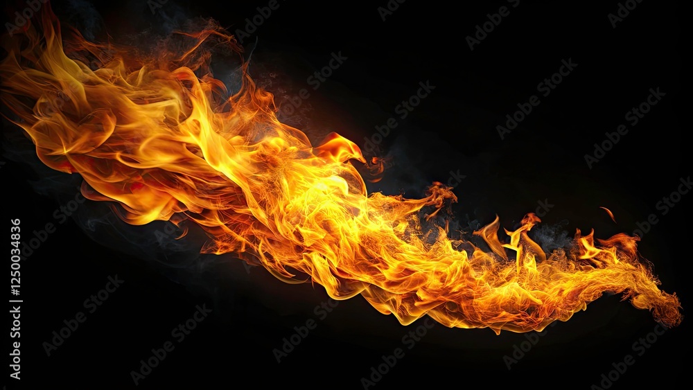 Fototapeta premium Continuous burning tilted flame loop VFX; alpha background, ideal for film and architectural photography.