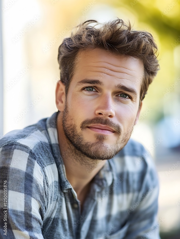 Confident Young Man with Stylish Hair and Charming Smile in Natural Light : Generative AI Confident Young Man with Stylish Hair and Charming Smile in Natural Light : Generative AI