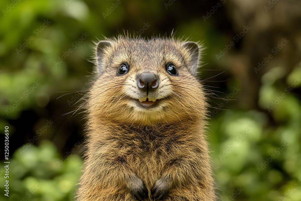 Fototapeta premium Charming Quokka's Winning Smile: Nature's Happiest Marsupial Spreading Joy
