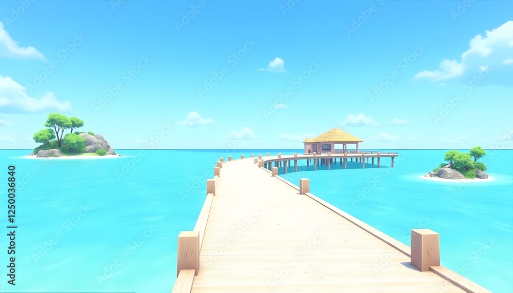 Fototapeta premium Pristine Tropical Paradise with Stunning Ocean Views and Lush, Vibrant Scenery