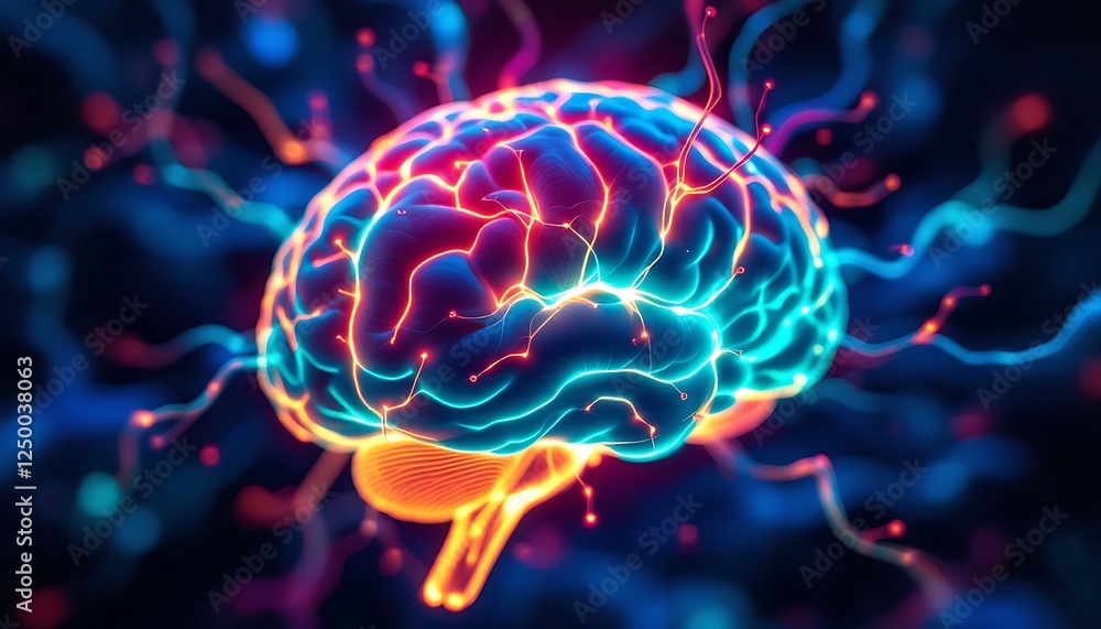 Fototapeta premium Neon-Lit Neural Pathways in Abstract Art