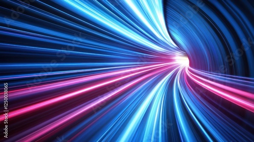 Abstract light trails forming a dynamic tunnel effect