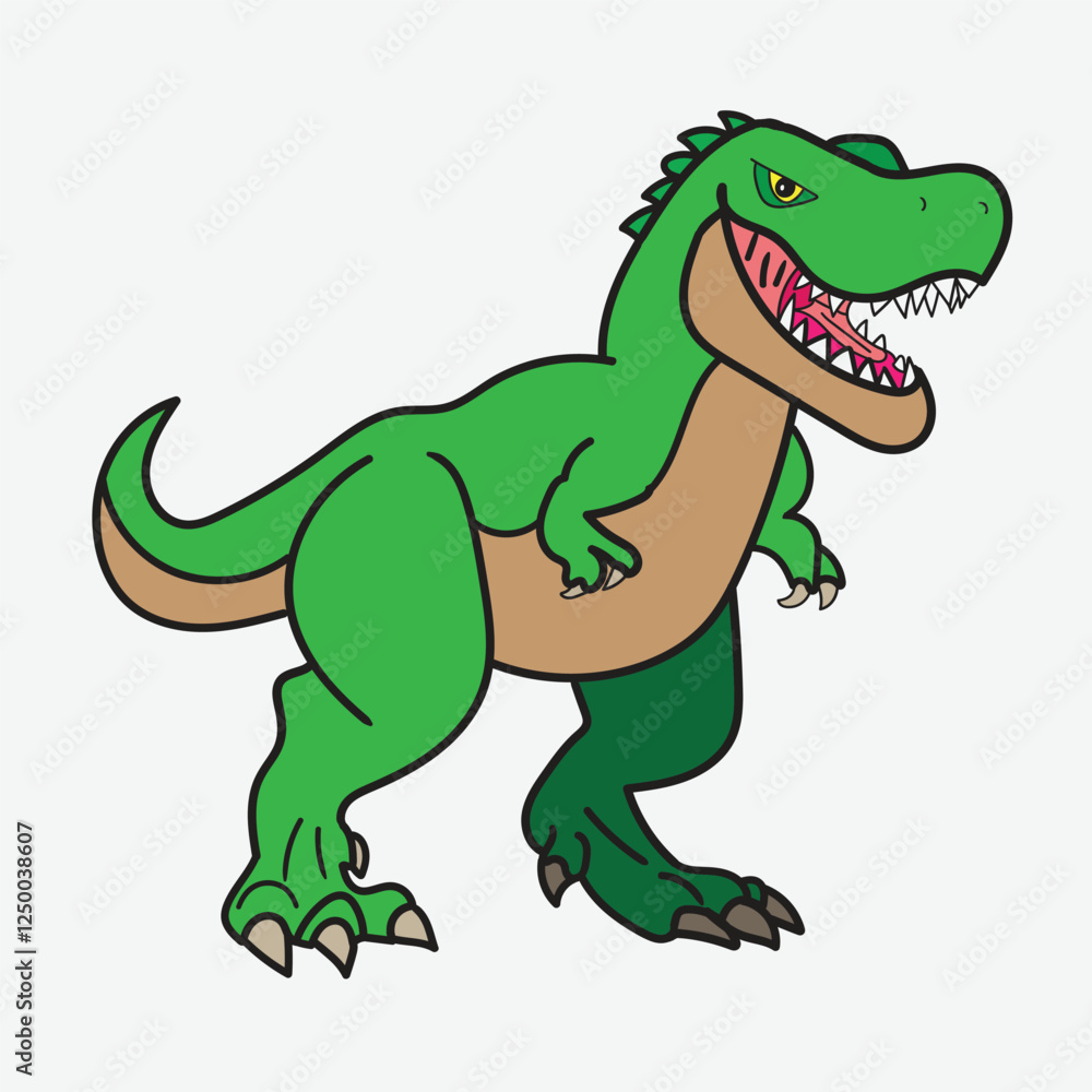Fototapeta premium Cute Cartoon T-Rex Dinosaur with white Background