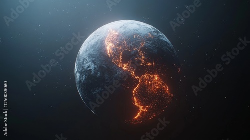 Wallpaper Mural Glowing Earth with abstract network connections, symbolizing global connectivity and unity in a vast universe. Torontodigital.ca