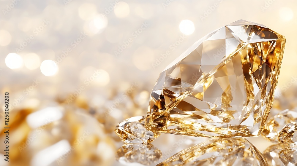 Stunning close-up of a sparkling yellow diamond showcasing luxury opulence and elegance in a bright background : Generative AI Stunning close-up of a sparkling yellow diamond showcasing luxury opulence and elegance in a bright background : Generative AI