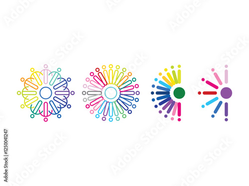 Connecting people circle shapes symbol design vector illustration isolated on transparent background