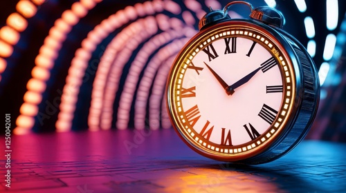 Wallpaper Mural Colorful Alarm Clock on a Vibrant Background with Dynamic Lights Torontodigital.ca