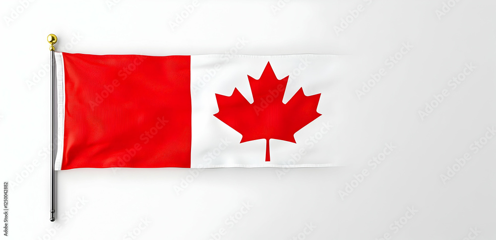 Realistic Canadian flag rendered on pure white background with precise details Realistic Canadian flag rendered on pure white background with precise details
