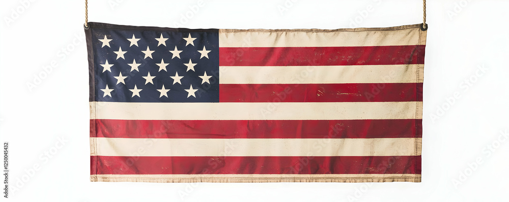 USA flag in dramatic lighting, displayed on a white background with vivid and high-quality detail USA flag in dramatic lighting, displayed on a white background with vivid and high-quality detail