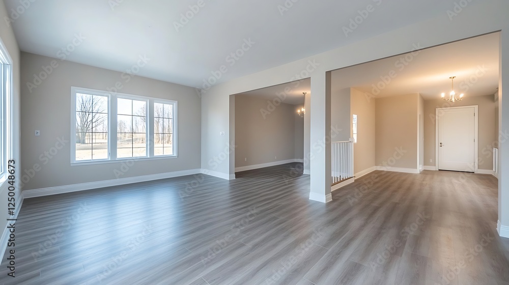 Bright and Freshly Designed Empty Living Room with Natural Light and Modern Decor : Generative AI Bright and Freshly Designed Empty Living Room with Natural Light and Modern Decor : Generative AI
