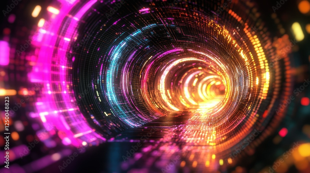 Futuristic abstract hallway digital time travel glowing neon cyberpunk technology background wallpaper AI generated image Futuristic abstract hallway digital time travel glowing neon cyberpunk technology background wallpaper AI generated image