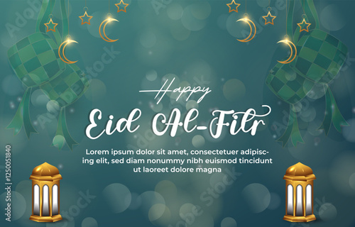 happy eid al fitr template banner with beautiful islamic ornament with blue background design 6