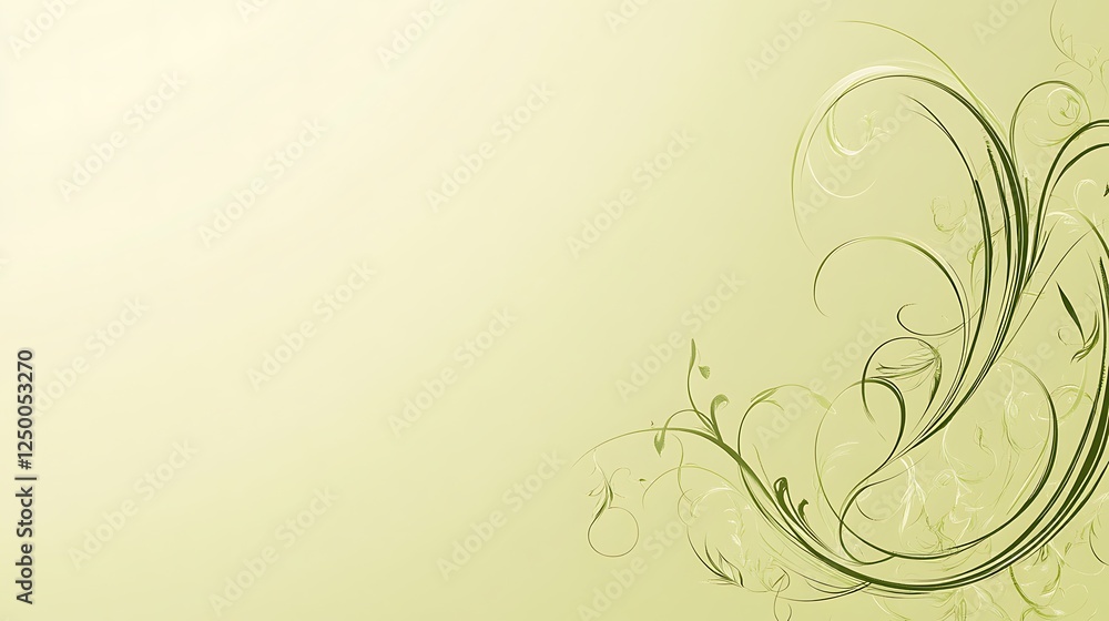 Green floral design, pastel background, invitation template Green floral design, pastel background, invitation template