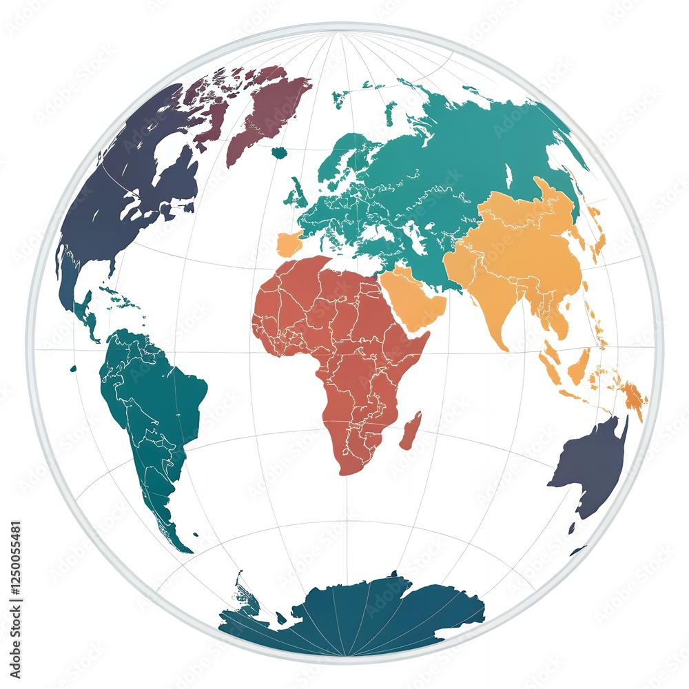 Global Map World Regions Continents Countries Geopolitical Illustration Global Map World Regions Continents Countries Geopolitical Illustration