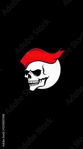 Stylized skull with a vibrant red mohawk against a dark background, symbolizing rebellion