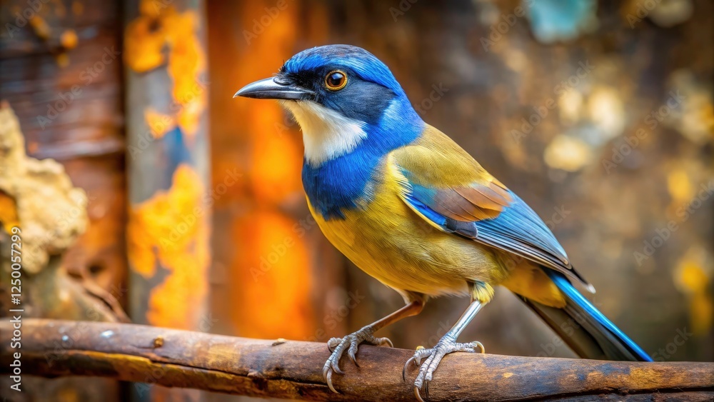 Urban exploration reveals a Blue-crowned Laughingthrush in an abandoned building; wildlife photography captures its beauty. Urban exploration reveals a Blue-crowned Laughingthrush in an abandoned building; wildlife photography captures its beauty.