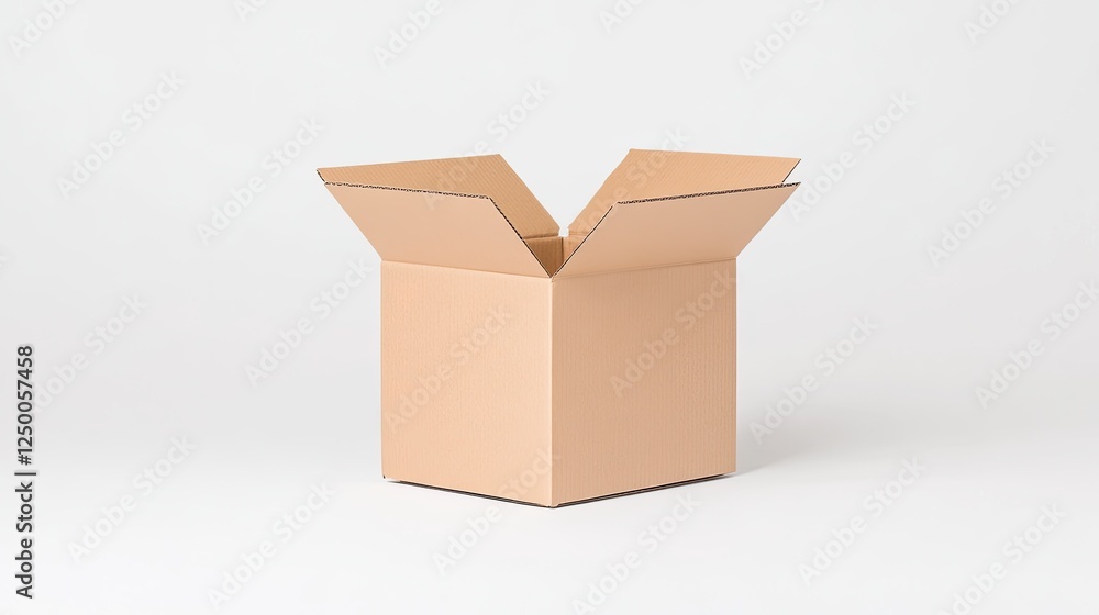 Open cardboard box placed on a plain background, ready for packing or shipping items