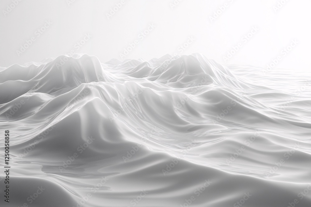 Fototapeta premium Abstract White Landscape Smooth Undulating Hills