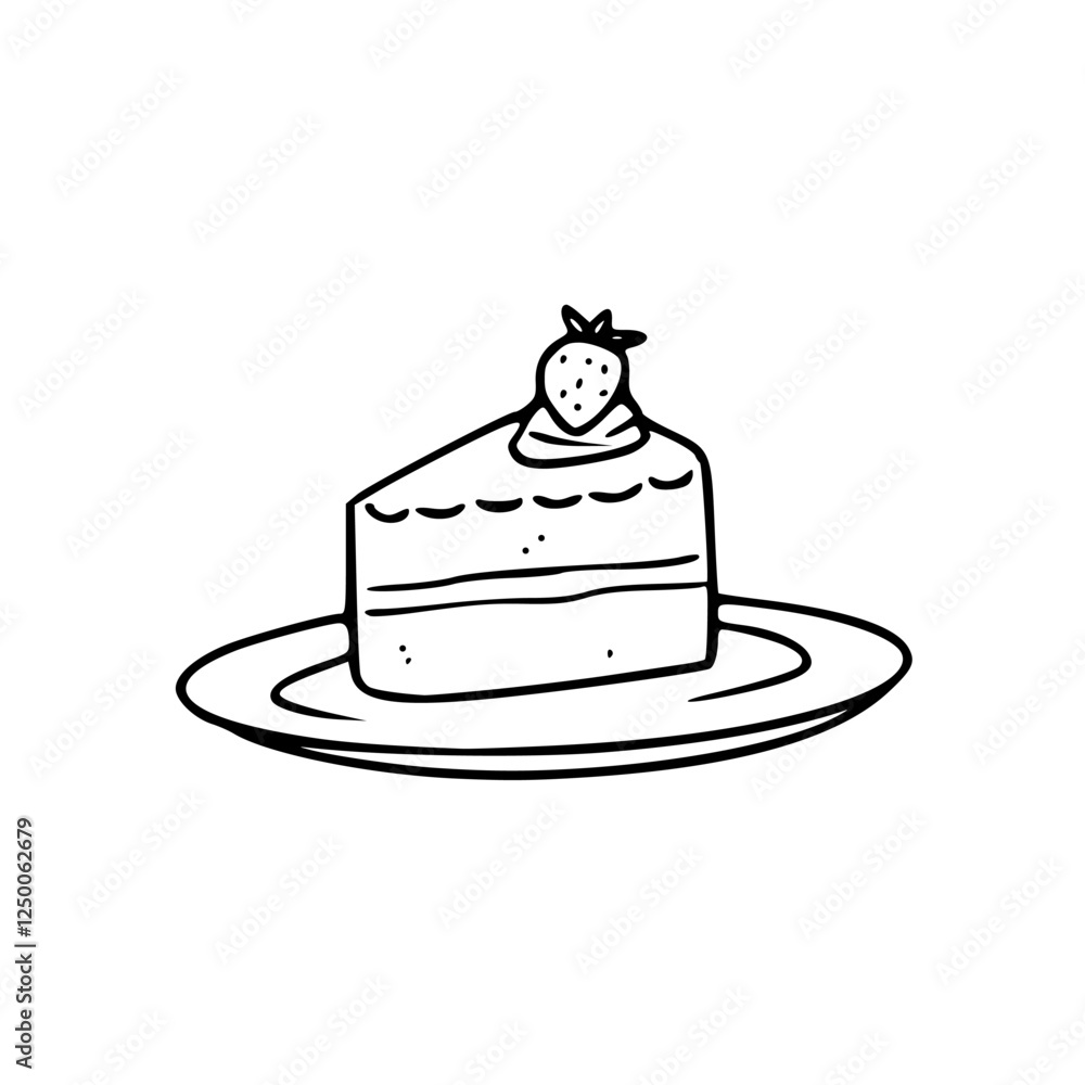 slice of cake with strawberry on top vector illustration slice of cake with strawberry on top vector illustration