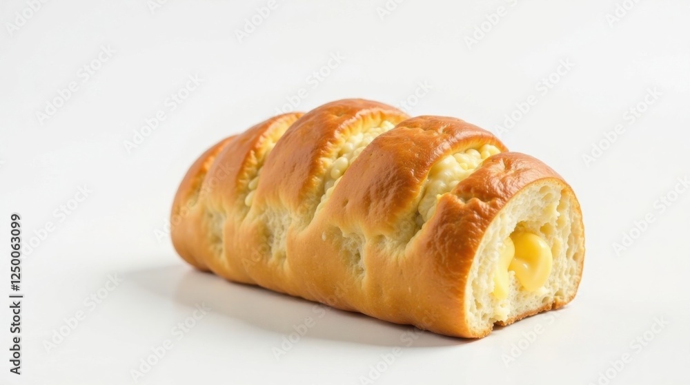 Golden Crusty Bread with Creamy Filling, a Delicious Baked Treat Perfect for Breakfast or a Snack Golden Crusty Bread with Creamy Filling, a Delicious Baked Treat Perfect for Breakfast or a Snack