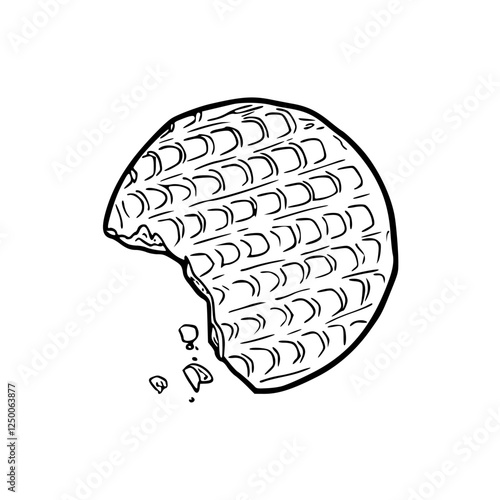 a black and white drawing of a biscuits illustration