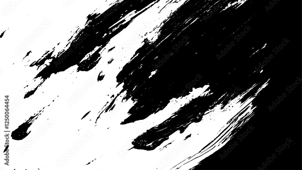 Abstract Black Ink Brush Strokes Texture on White Background Abstract Black Ink Brush Strokes Texture on White Background