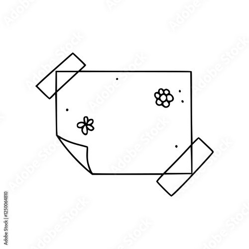 taped paper with flower motifs vector illustration