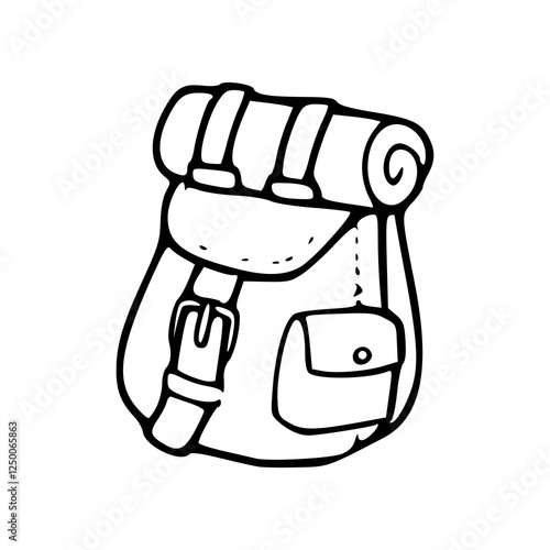 a black and white drawing of a backpack icon