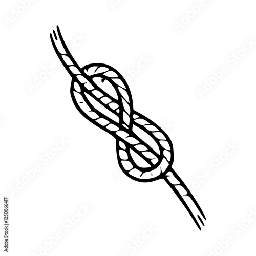a black and white drawing of a knotted rope
